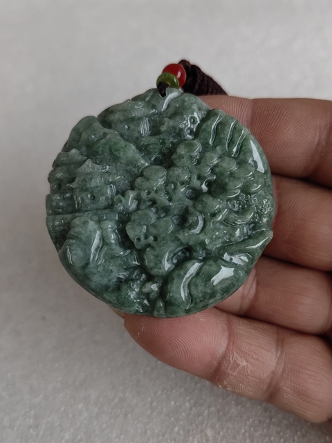 古玩玉器天然翡翠雕“山水牌”拍賣，當前價格298元