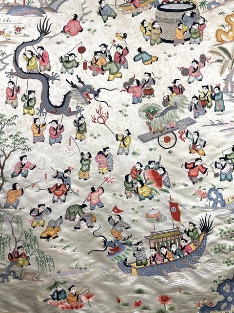 古玩雜項刺繡百子圖真品鑒賞圖