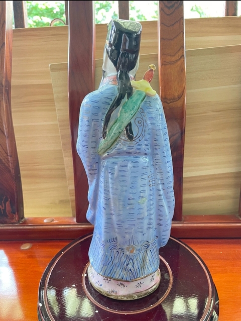 古玩陶瓷呂洞賓粉彩塑像真品鑒賞圖