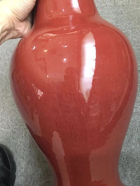 古玩陶瓷郎紅釉觀音瓶真品鑒賞圖