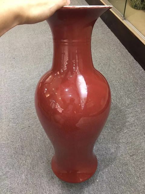 古玩陶瓷郎紅釉觀音瓶真品鑒賞圖