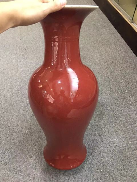 古玩陶瓷郎紅釉觀音瓶真品鑒賞圖