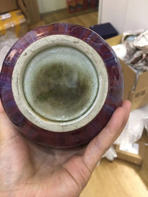 古玩陶瓷鈞紅窯變釉花口尊真品鑒賞圖