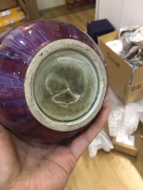 古玩陶瓷鈞紅窯變釉花口尊真品鑒賞圖