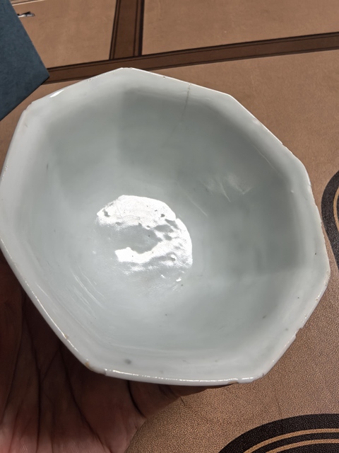 古玩陶瓷青花山水人物八方杯真品鑒賞圖
