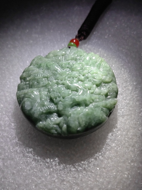 古玩玉器天然翡翠雕“山水牌”拍賣,當前價格260元