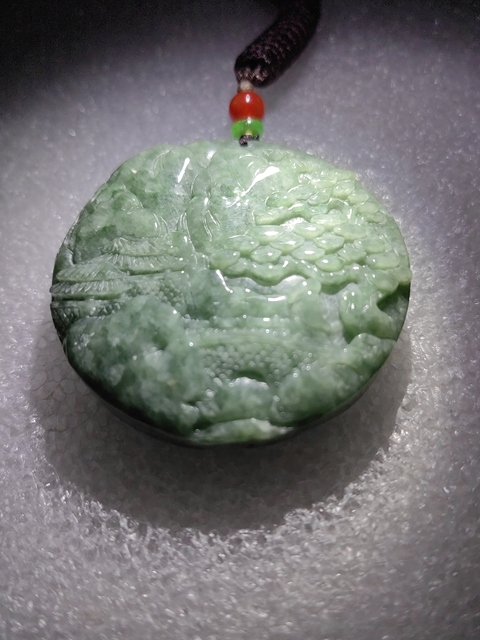 古玩玉器天然翡翠雕“山水牌”拍賣,當前價格260元