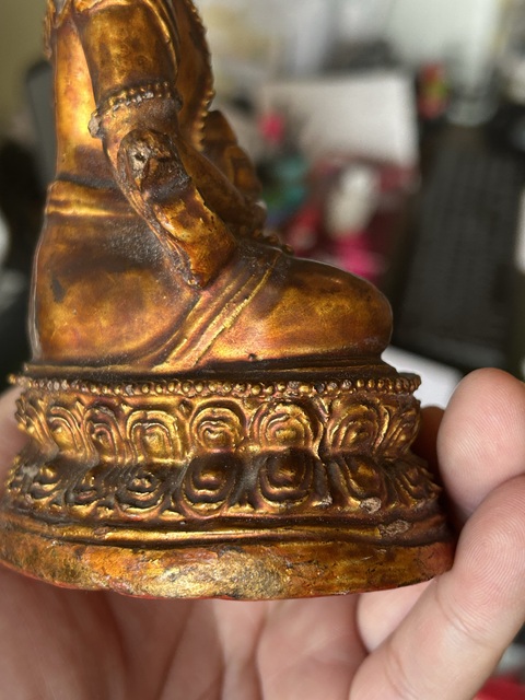 古玩雜項夾纻漆金蓮花座無量壽佛真品鑒賞圖