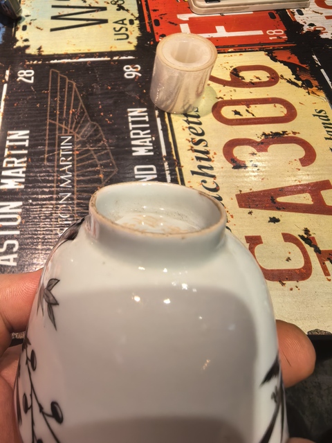 古玩陶瓷花鳥紋墨彩杯真品鑒賞圖