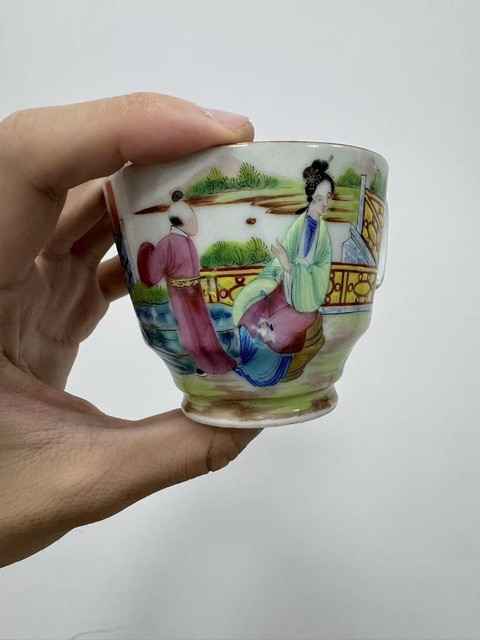 古玩陶瓷咸豐細路廣彩杯真品鑒賞圖