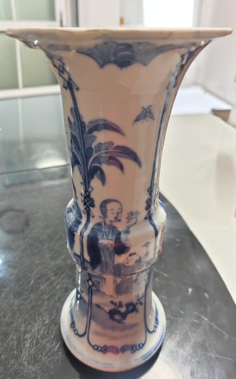 古玩陶瓷光緒青花花觚真品鑒賞圖
