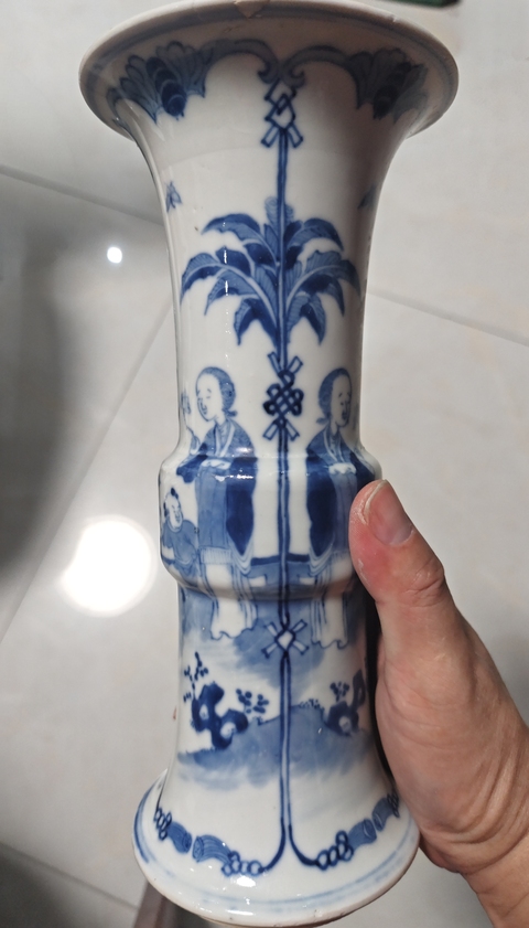 古玩陶瓷光緒青花花觚真品鑒賞圖