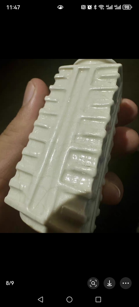 古玩陶瓷漿胎琮式瓶真品鑒賞圖