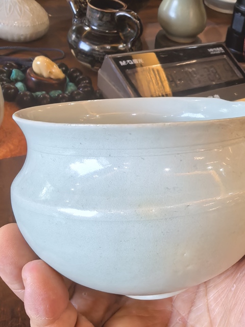 古玩陶瓷湖田窯青白釉渣斗真品鑒賞圖