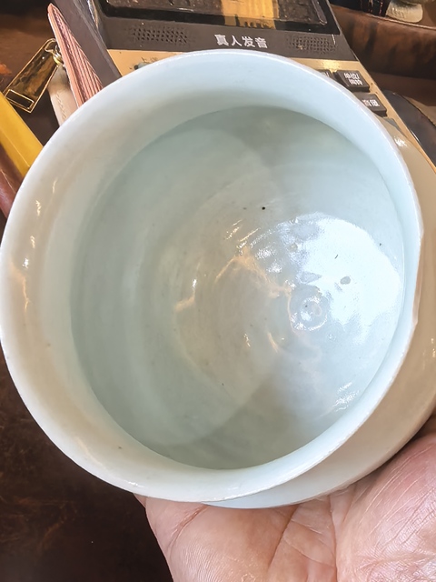 古玩陶瓷湖田窯青白釉渣斗真品鑒賞圖