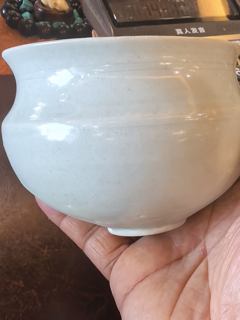 古玩陶瓷湖田窯青白釉渣斗真品鑒賞圖