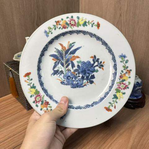 古玩陶瓷雍正青花粉彩盤真品鑒賞圖