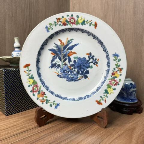 古玩陶瓷雍正青花粉彩盤真品鑒賞圖