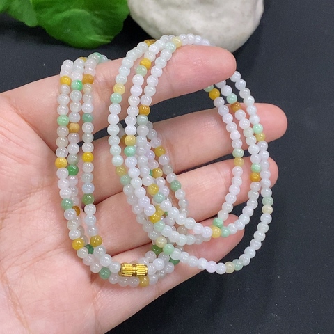 古玩玉器315天然翡翠珠串兩條一手走拍賣，當前價格370元