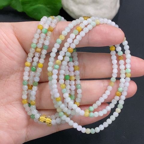 古玩玉器315天然翡翠珠串兩條一手走拍賣，當前價格370元