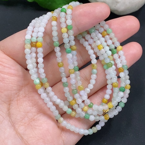 古玩玉器315天然翡翠珠串兩條一手走拍賣，當前價格370元