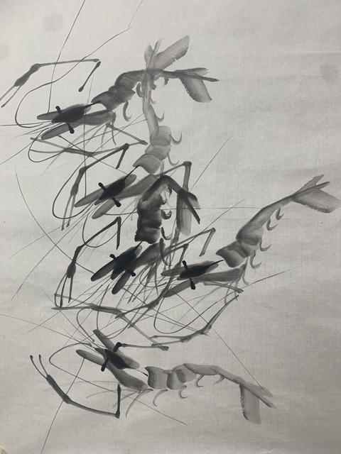 古玩字畫齊慧娟 墨蝦圖真品鑒賞圖