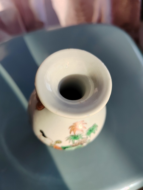 古玩陶瓷清代三娘教子圖五彩觀音瓶拍賣,當前價格8999元