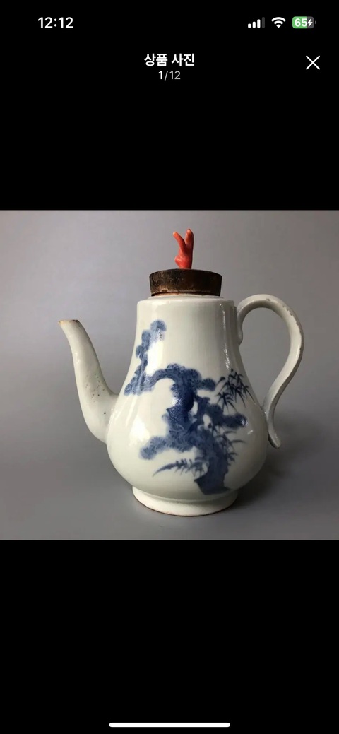 古玩陶瓷松竹紋青花執壺真品鑒賞圖