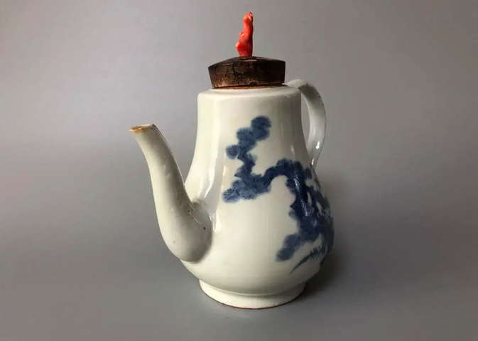 古玩陶瓷松竹紋青花執壺真品鑒賞圖