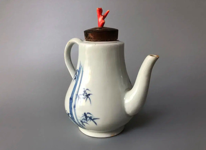 古玩陶瓷松竹紋青花執壺真品鑒賞圖
