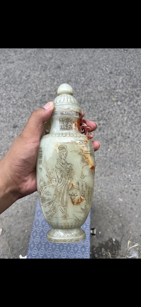 古玩玉器和田玉雕“人物故事”瓶真品鑒賞圖