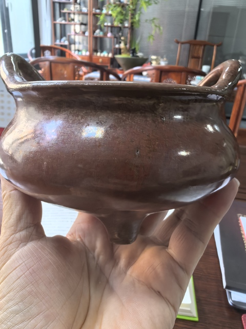 古玩陶瓷鐵銹釉香爐真品鑒賞圖