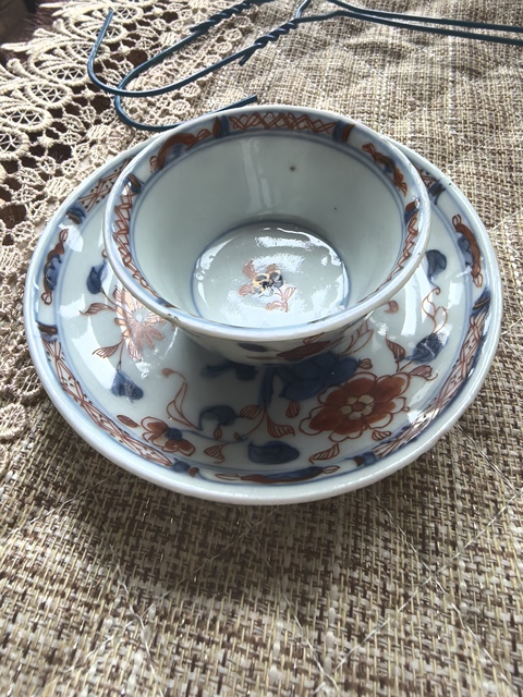 古玩陶瓷青花青花礬紅杯碟真品鑒賞圖