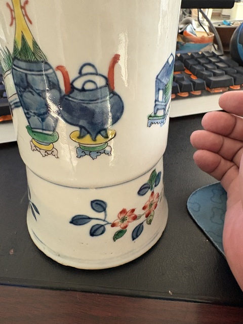 古玩陶瓷青花五彩人物故事花觚真品鑒賞圖