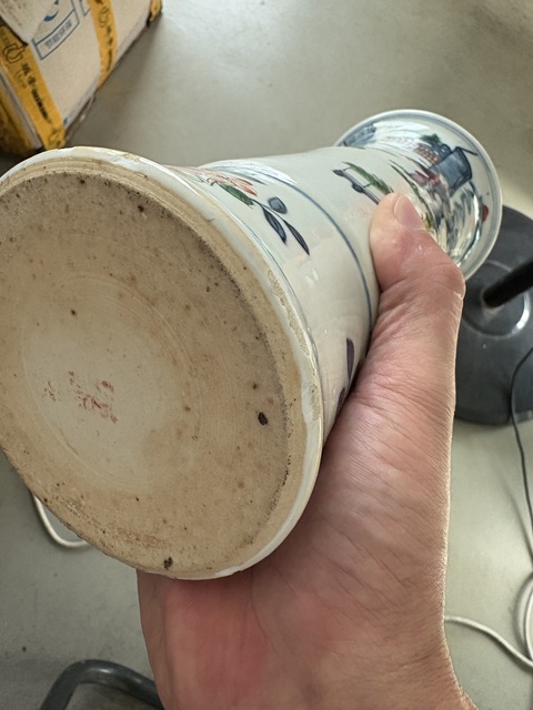 古玩陶瓷青花五彩人物故事花觚真品鑒賞圖