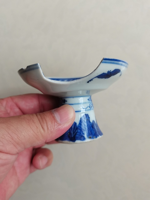 古玩陶瓷青花山水人物紋高足盤拍賣，當前價格0元
