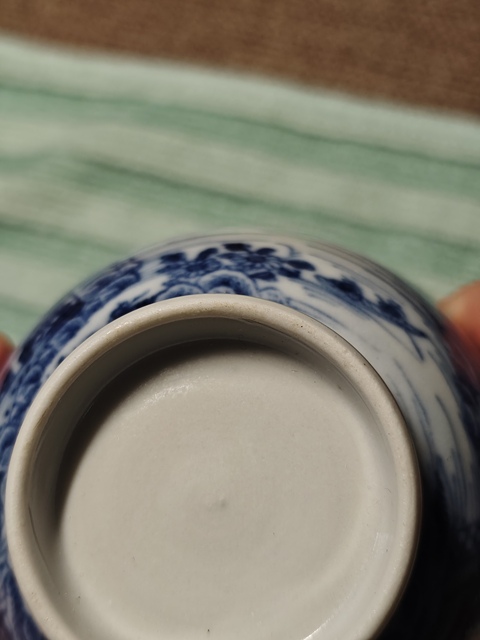 古玩陶瓷青花山水樓閣紋杯真品鑒賞圖