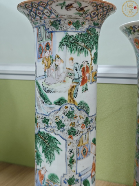 古玩陶瓷清咸豐廣五彩人物故事題材花觚，全品，全網(wǎng)唯一！拍賣，當(dāng)前價(jià)格7000元