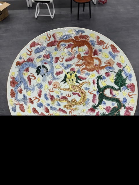 古玩陶瓷龍紋粉彩盤(pán)真品鑒賞圖