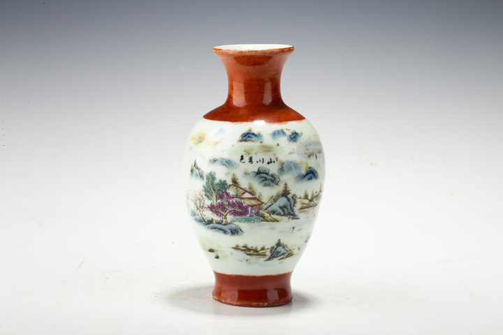 古玩陶瓷·粉彩山川秀色圖觀音瓶
真品鑒賞圖
