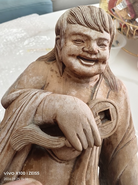 古玩雜項(xiàng)木雕劉海戲金蟾真品鑒賞圖