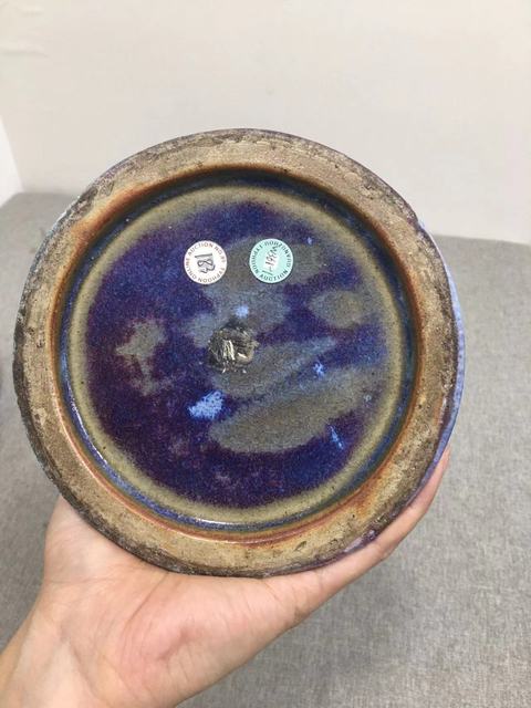 古玩陶瓷鈞紅窯變釉撇口瓶真品鑒賞圖