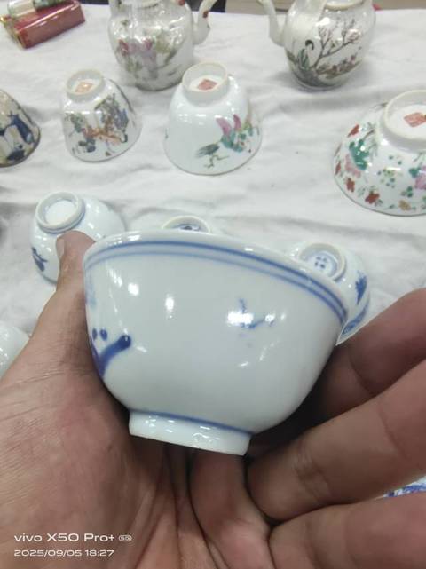古玩陶瓷福祿壽青花杯真品鑒賞圖
