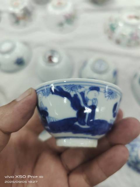 古玩陶瓷福祿壽青花杯真品鑒賞圖