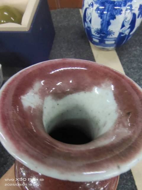 古玩陶瓷郎窯紅觀音瓶真品鑒賞圖