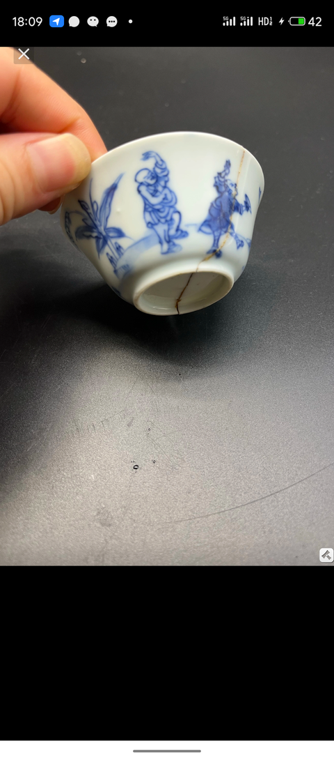 古玩陶瓷人物紋青花杯拍賣，當前價格20000元