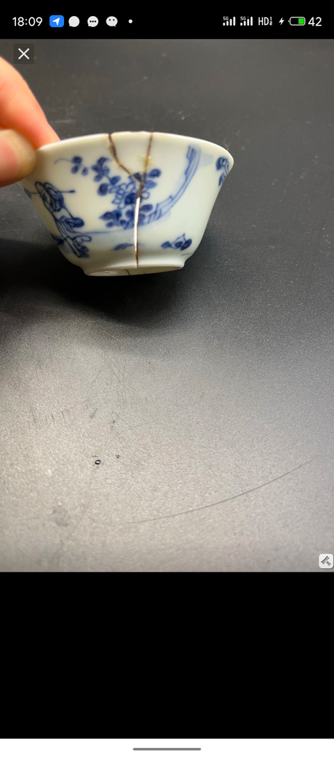 古玩陶瓷人物紋青花杯拍賣，當前價格20000元