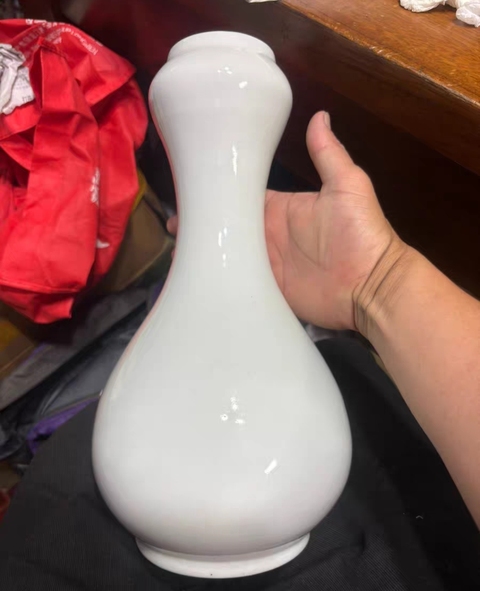 古玩陶瓷白釉蒜頭瓶真品鑒賞圖