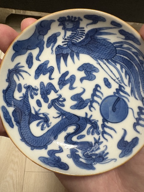 古玩陶瓷龍鳳紋青花盤真品鑒賞圖