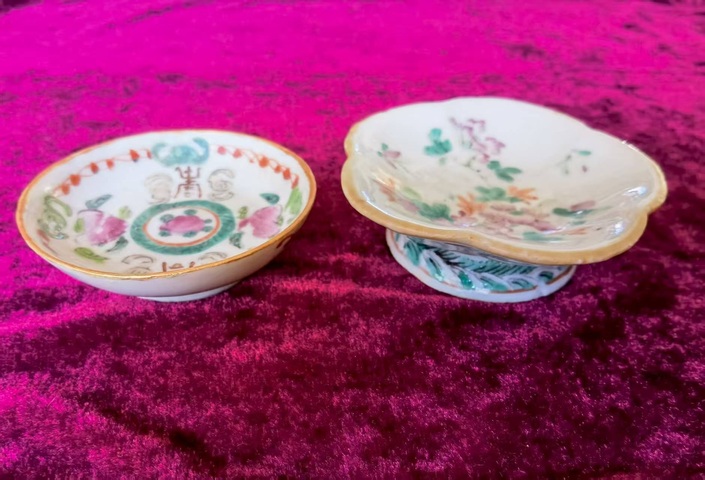 古玩陶瓷福壽紋粉彩盤真品鑒賞圖